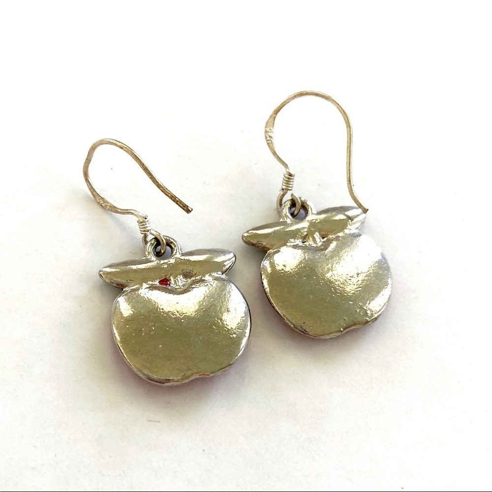 🍎 Cute Red Lacquer Apple Charm Dangle Earrings - Picture 6 of 6